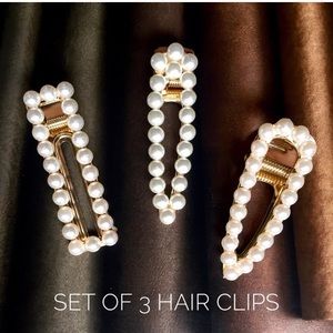 3 Pearl Barrettes